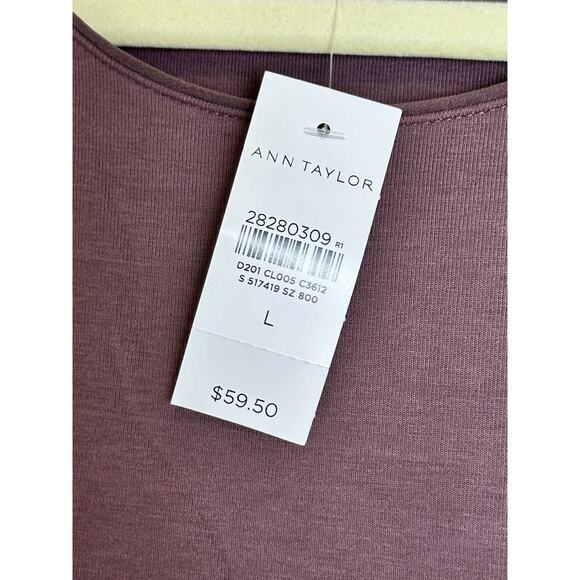 Ann Taylor Blouse Mixed Media Tunic Shirt Size Large LG Viscose Plum - Picture 4 of 10